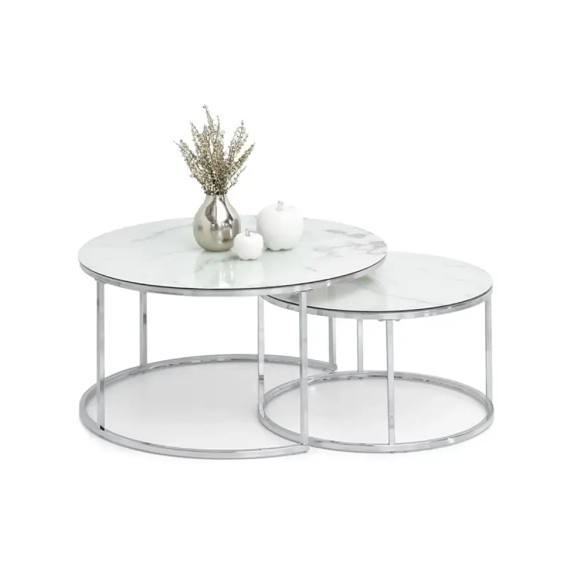 Set konferenčních stolků RETO - chrom / bílý mramor Super Cena