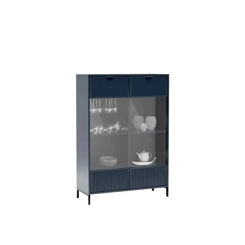 Nejlepší Cena Nízká vitrína CORA - indigo + LED osvětlení ZDARMA