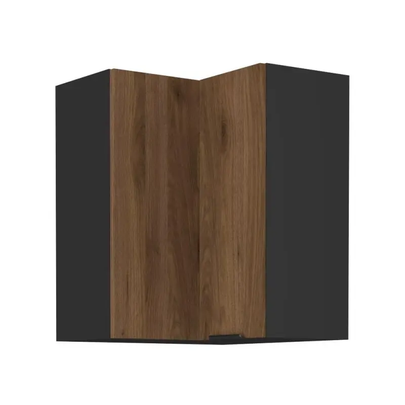 Horní rohová skříňka TOVA 2 - 60x60 cm, ořech okapi / černá Hit Sezóny