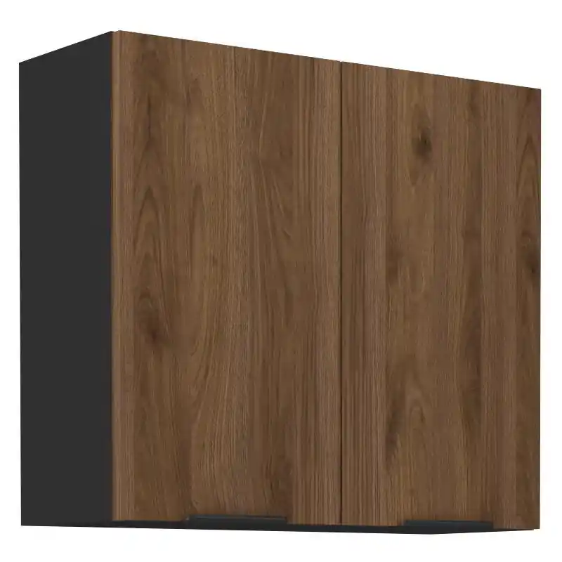 Horní kuchyňská skříňka TOVA - šířka 80 cm, ořech okapi / černá Zlevněný