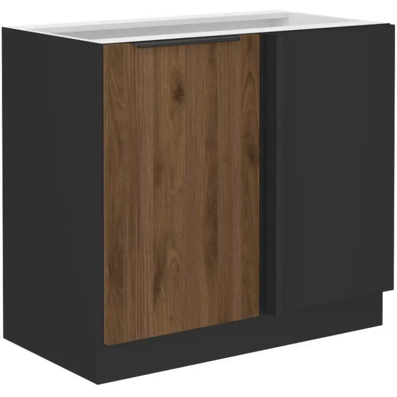 Prodloužená rohová skříňka TOVA - šířka 105 cm, ořech okapi / černá Dokud Zásoby Vydrží