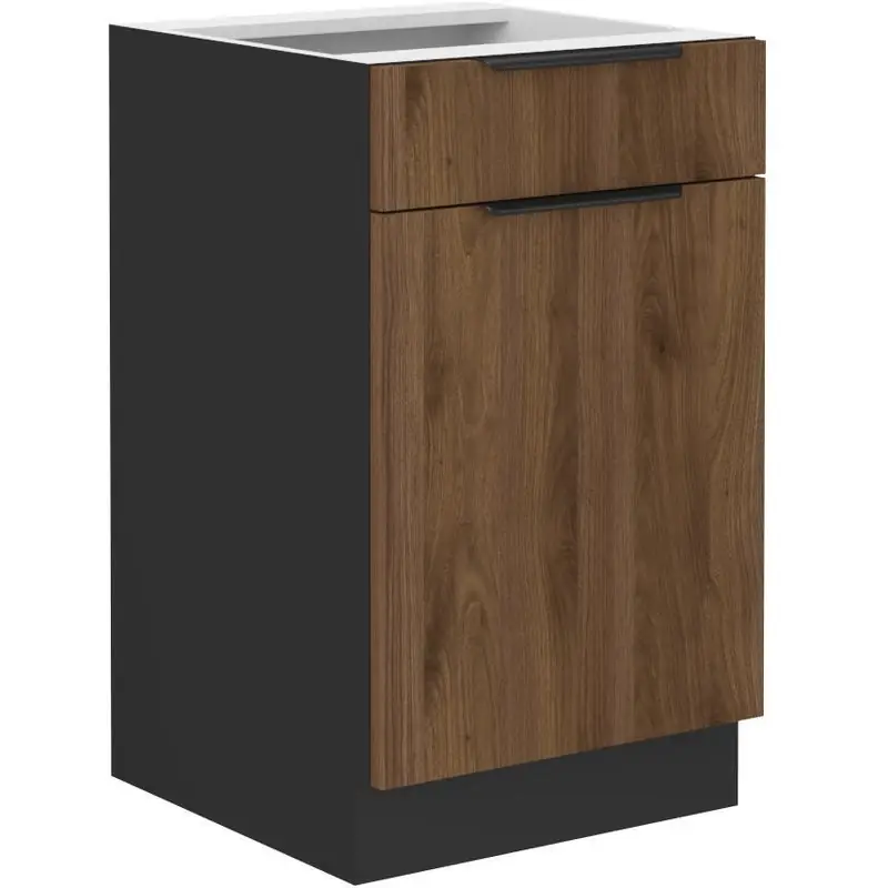 Dolní skříňka se šuplíkem TOVA - šířka 50 cm, ořech okapi / černá Expresní Doručení