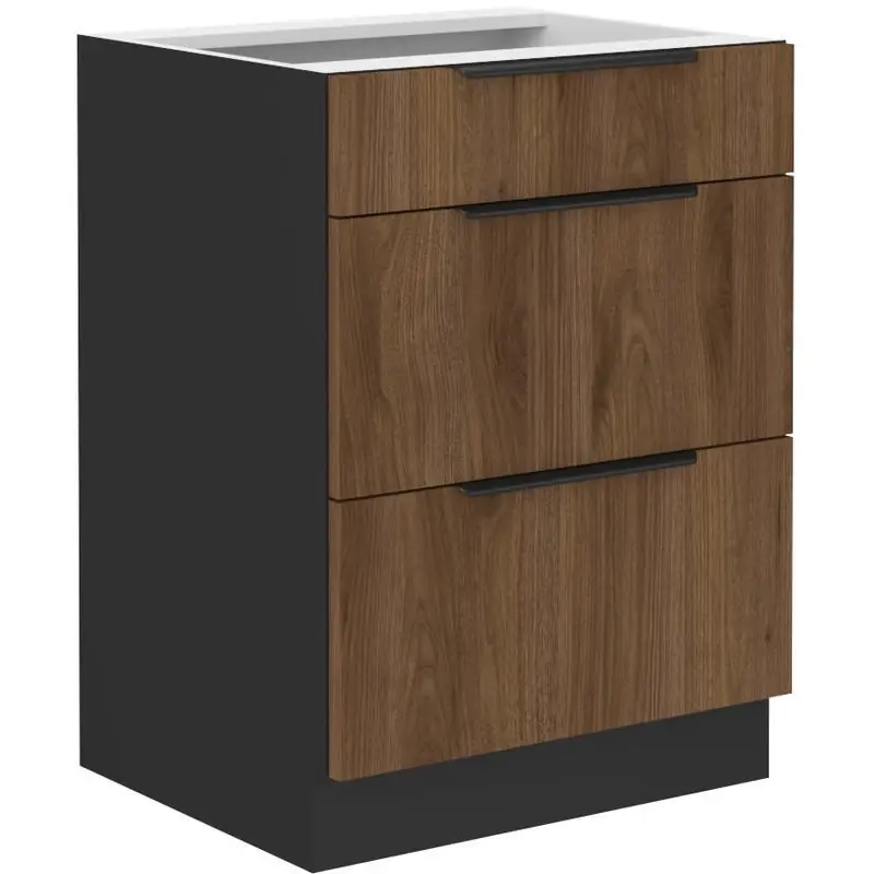 Odeslání Ihned Dolní šuplíková skříňka TOVA - šířka 60 cm, ořech okapi / černá