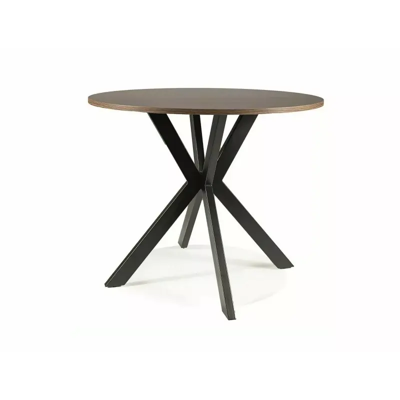 Kulatý jídelní stůl 90 cm KAMILO - ořech / černý Akční Cena