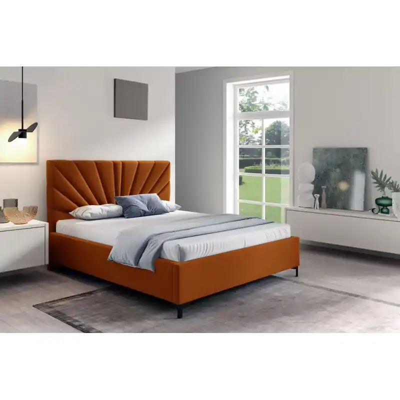 Čalouněná postel 160x200 ODETA 8 - oranžová Rychlé Dodání