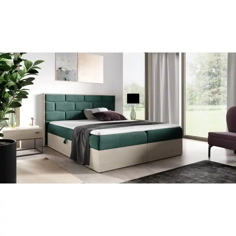 Kontinentální postel 120x200 CHANTELLE 9 - nordic teak / zelená + topper ZDARMA Sleva