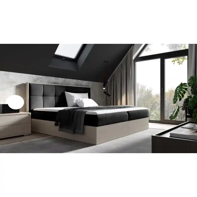 Kontinentální postel 120x200 CHANTELLE 8 - nordic teak / grafitová + topper ZDARMA Poslední Šance