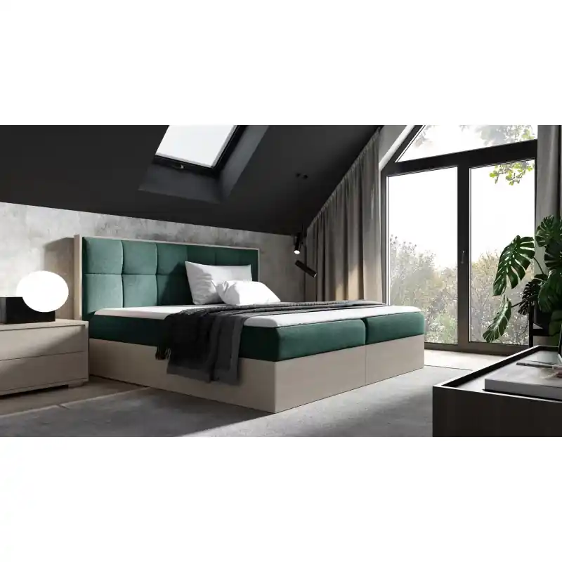 Kontinentální postel 120x200 CHANTELLE 8 - nordic teak / zelená + topper ZDARMA Oblíbený