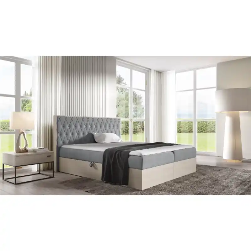 Kontinentální postel 120x200 CHANTELLE 6 - nordic teak / šedá + topper ZDARMA Koupit Online