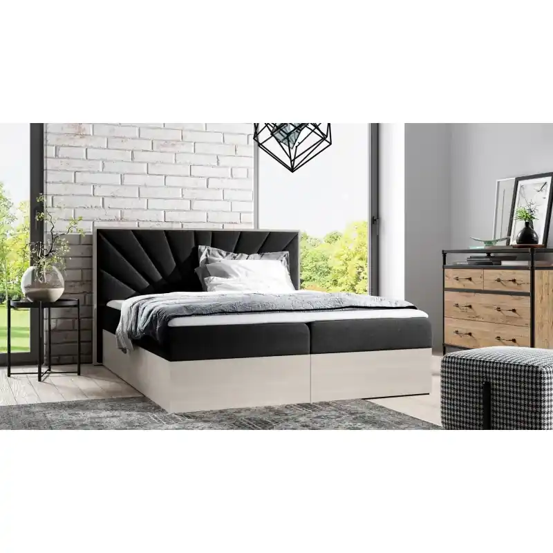 Ověřený Kontinentální postel 120x200 CHANTELLE 7 - nordic teak / grafitová + topper ZDARMA