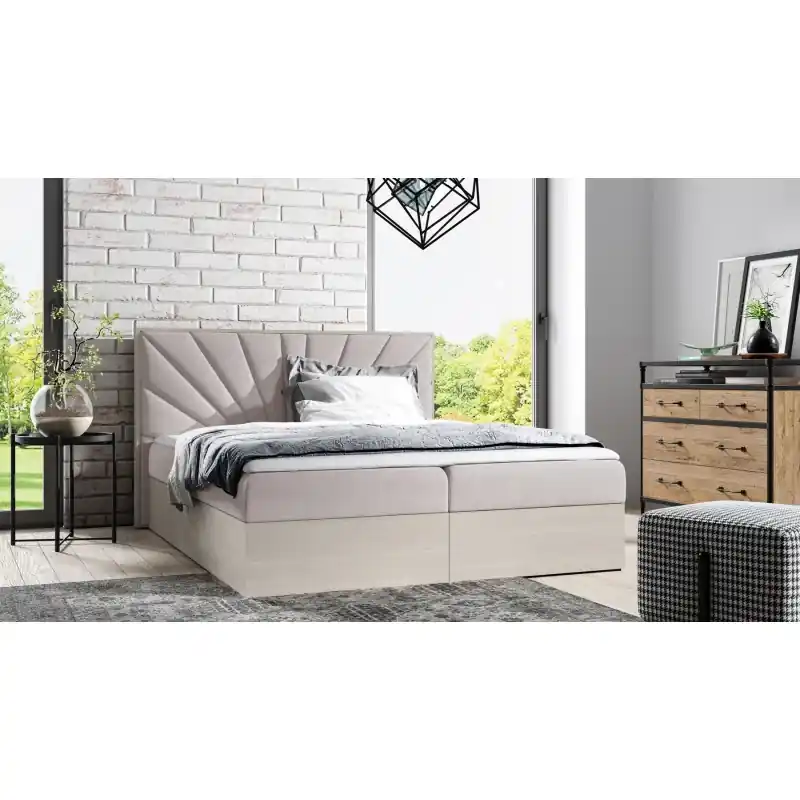 Kontinentální postel 120x200 CHANTELLE 7 - nordic teak / béžová + topper ZDARMA Novinka