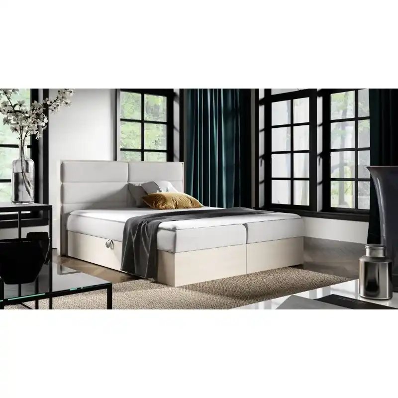 Časově Omezené Kontinentální postel 120x200 CHANTELLE 5 - nordic teak / světle šedá 2 + topper ZDARMA