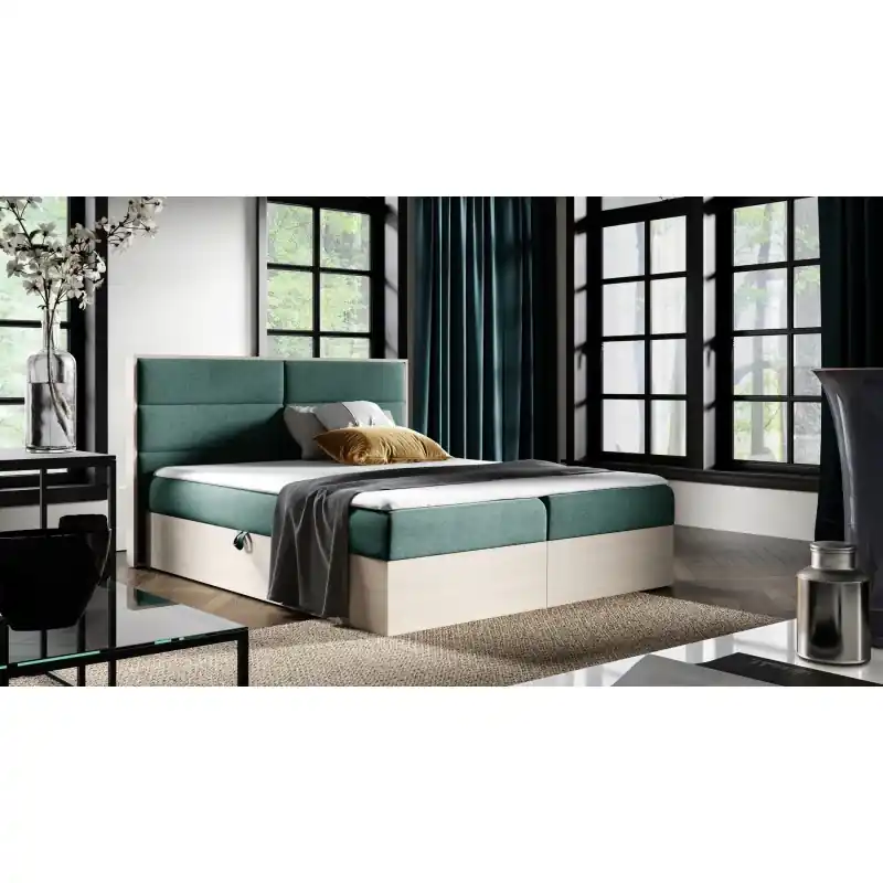 Výprodej Kontinentální postel 120x200 CHANTELLE 5 - nordic teak / zelená + topper ZDARMA