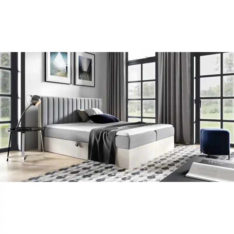 Kontinentální postel 120x200 CHANTELLE 4 - nordic teak / šedá + topper ZDARMA Oblíbený