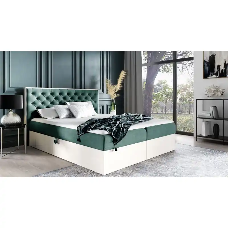 Kontinentální postel 120x200 CHANTELLE 3 - nordic teak / zelená + topper ZDARMA Nízká Cena