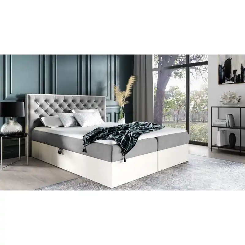 Nejlepší Cena Kontinentální postel 120x200 CHANTELLE 3 - nordic teak / tmavě šedá + topper ZDARMA