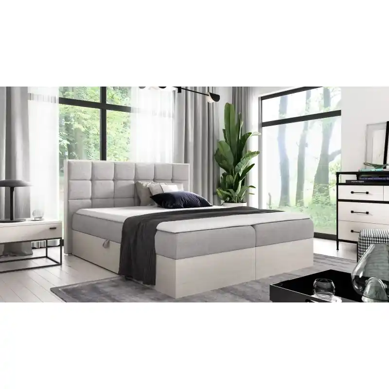 Speciální Cena Kontinentální postel 120x200 CHANTELLE 1 - nordic teak / světle šedá + topper ZDARMA