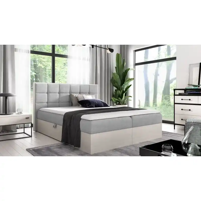 Kontinentální postel 120x200 CHANTELLE 1 - nordic teak / popelavá + topper ZDARMA Vysoce Kvalitní