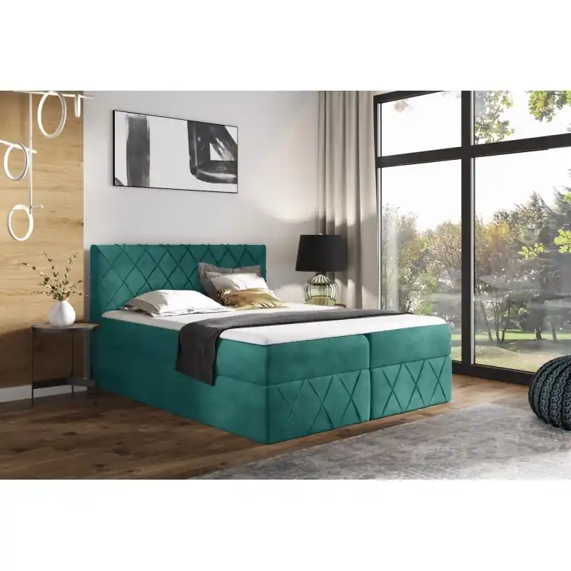 Manželská postel 180x200 PEREZ LUX - tyrkysová + topper ZDARMA Top Prodej