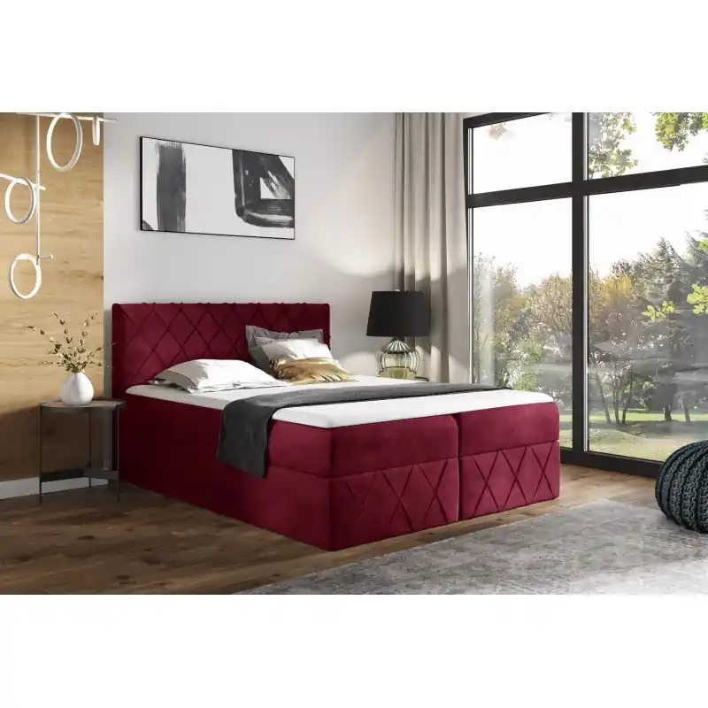 Manželská postel 160x200 PEREZ LUX - červená + topper ZDARMA Autentický