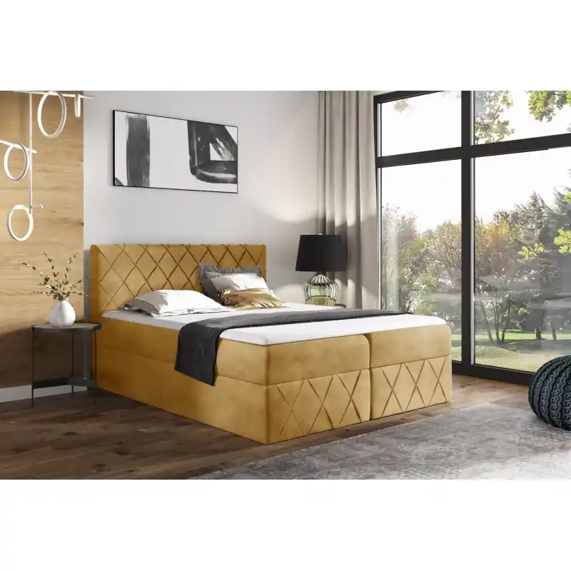 Manželská postel 140x200 PEREZ LUX - medová + topper ZDARMA Autentický