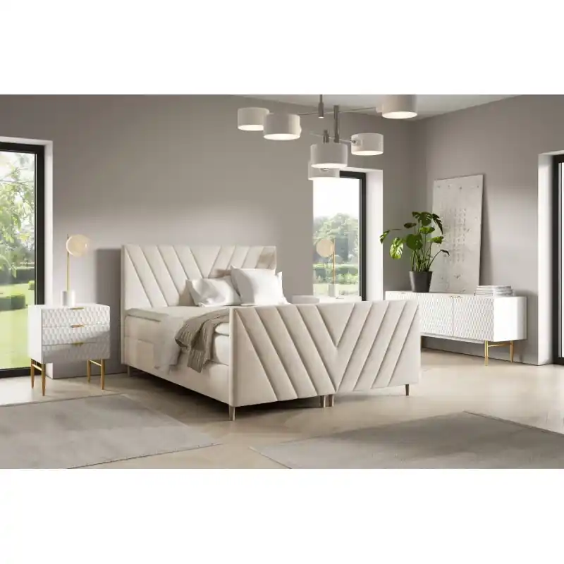 Kontinentální postel 120x200 ANAMARI PLUS - béžová + topper ZDARMA Originální