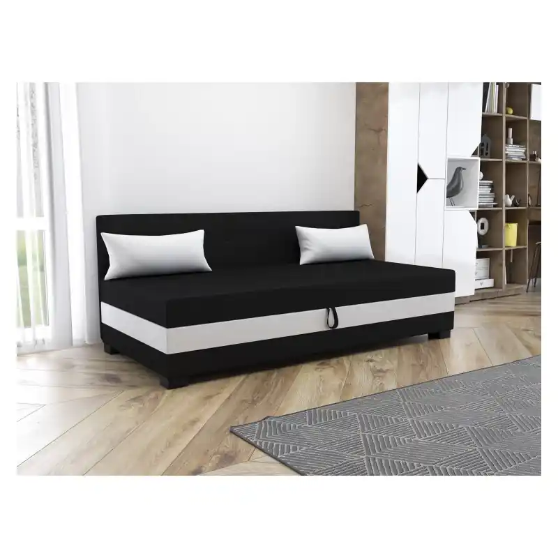 Jednolůžková čalouněná postel 80x195 HERBI 2 s polštáři - černá / bílá Poslední Šance