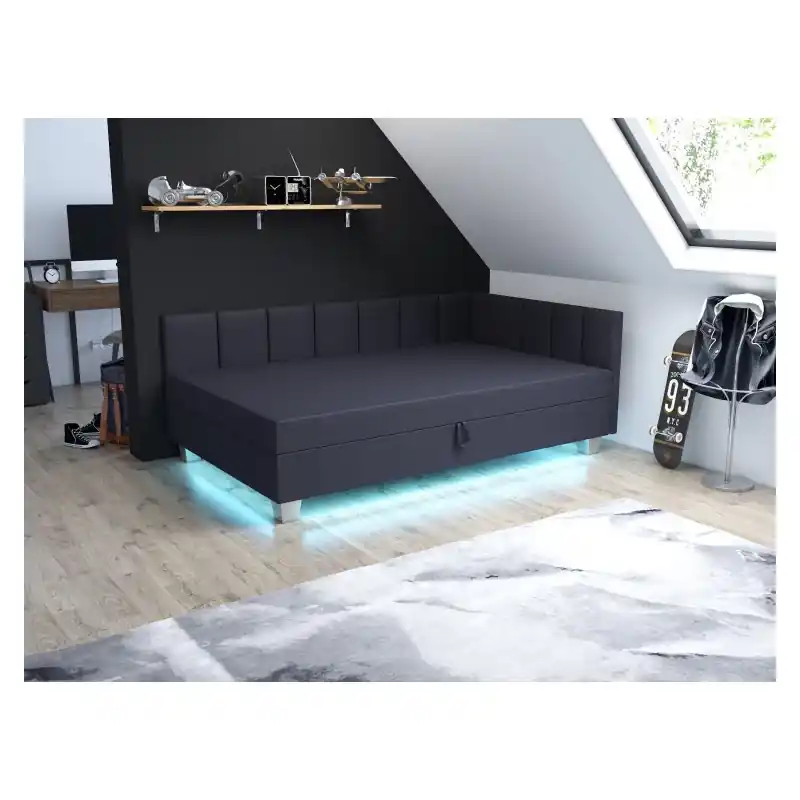 Čalouněná postel 110x195 PEGY PLUS 1 s úložným prostorem - tmavá šedá Vysoce Kvalitní