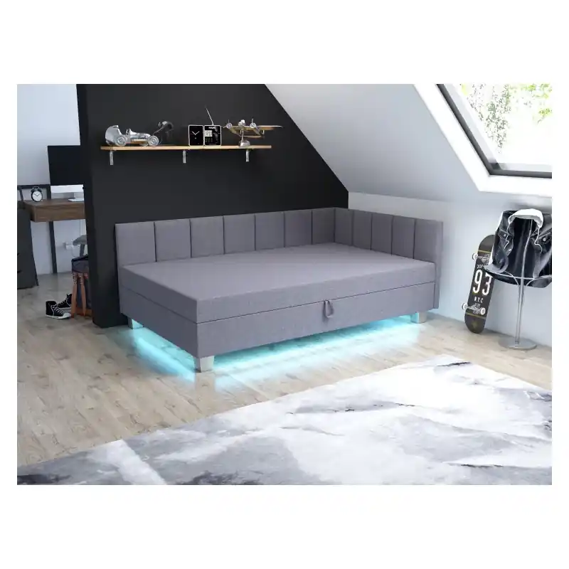 Akce Čalouněná postel 110x195 PEGY PLUS 1 s úložným prostorem - šedá
