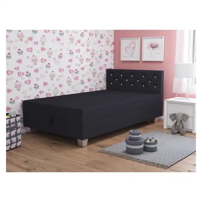 Nízká Cena Jednolůžková postel 90x195 FREDERIKA 1 - černá