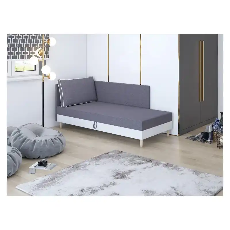 Čalouněné jednolůžko 110x195 ZORYNA PLUS 2 s úložným prostorem - šedé / bílé Kup Teď