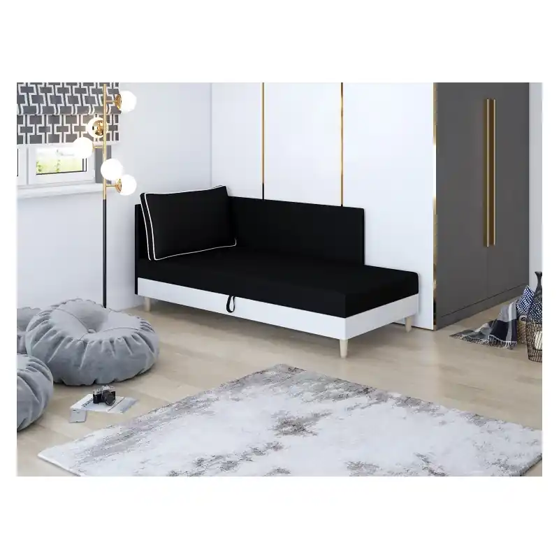 Čalouněné jednolůžko 120x195 ZORYNA PLUS 2 s úložným prostorem - černé / bílé Cenová Bomba