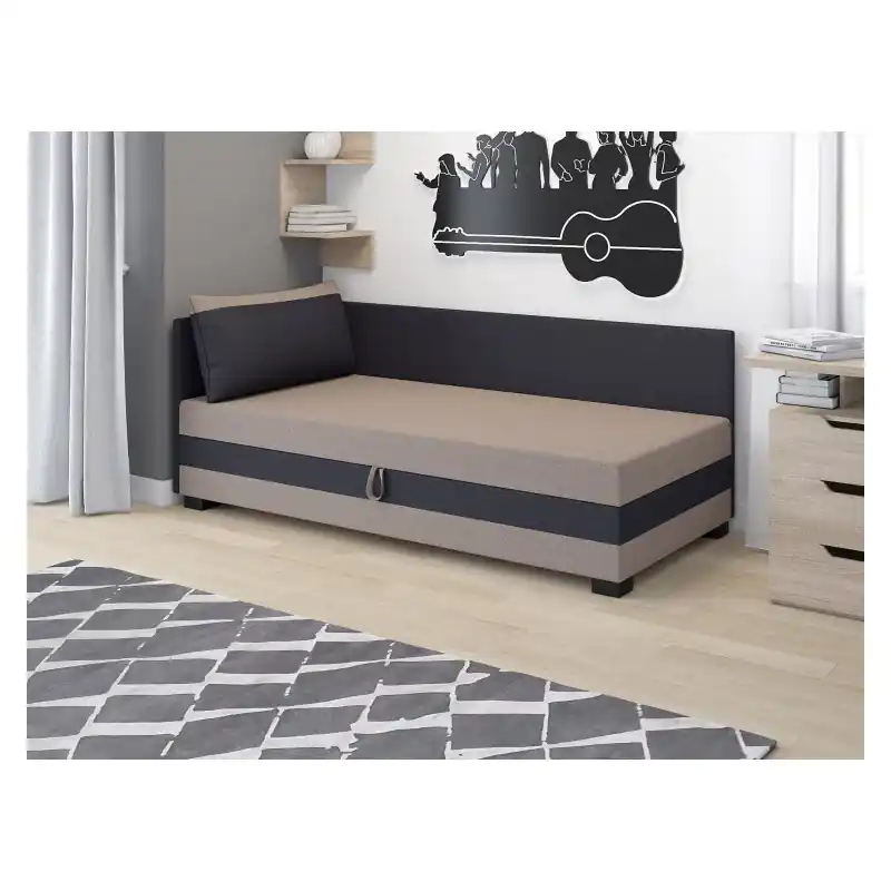 Jednolůžková čalouněná postel 90x195 MIRRY PLUS 2 - světlá hnědá / černá Originální