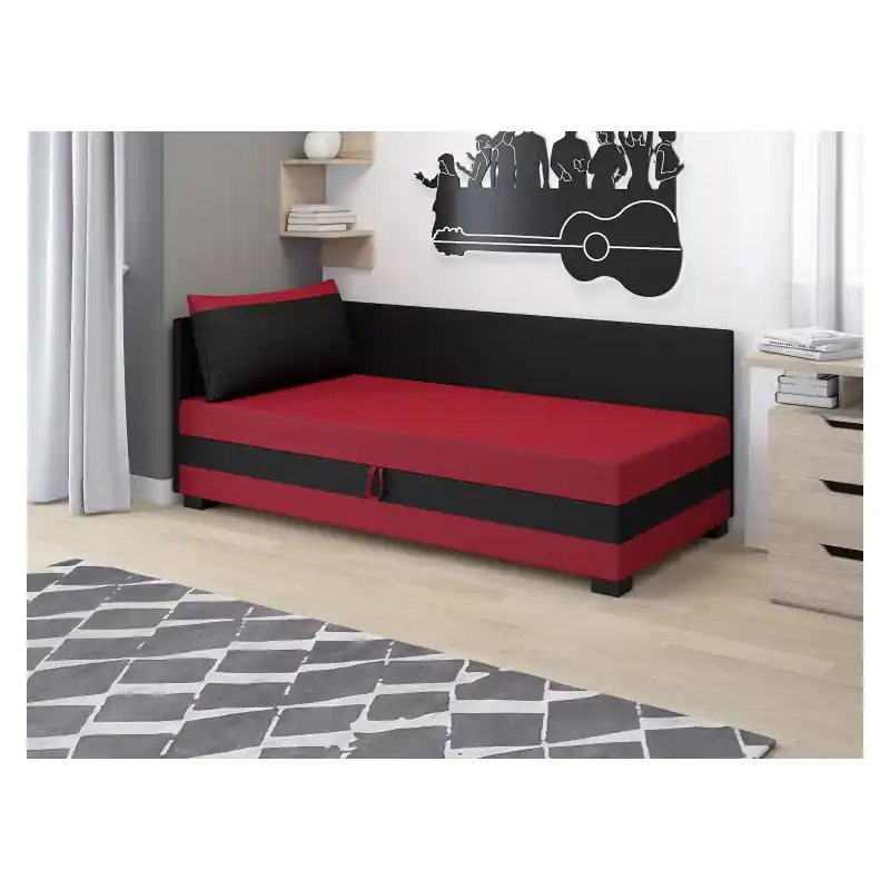 Jednolůžková čalouněná postel 100x195 MIRRY PLUS 1 - červená / černá Finální Výprodej