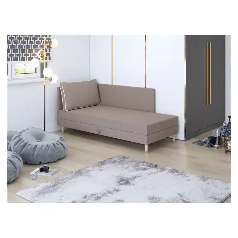 Čalouněné jednolůžko 120x195 ZORYNA PLUS 1 s úložným prostorem - světle hnědé Nejlepší Volba