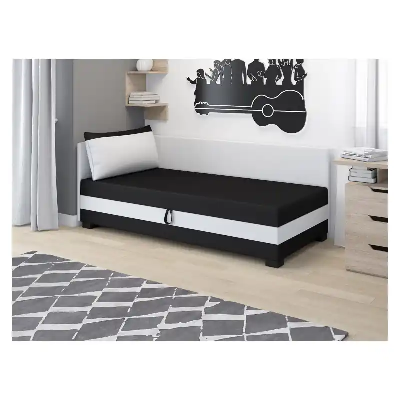 Jednolůžková čalouněná postel 80x195 MIRRY PLUS 1 - černá / bílá Sezónní Sleva