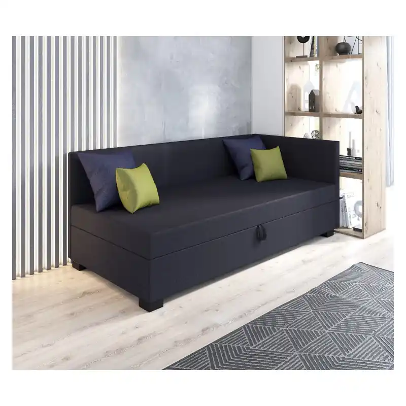 Oblíbený Jednolůžková postel 90x195 BETY PLUS 1 s polštáři - černá