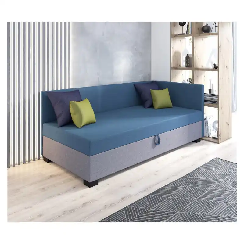 Koupit Online Jednolůžková postel 120x195 BETY PLUS 1 s polštáři - modrá / šedá