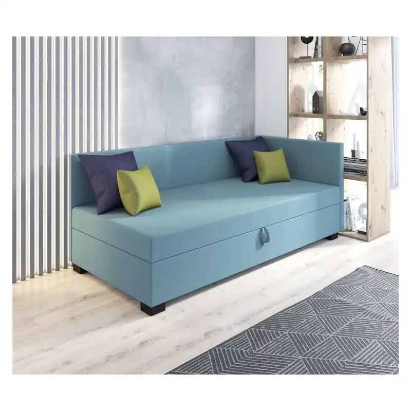 Jednolůžková postel 80x195 BETY PLUS 1 s polštáři - modro šedá Horká Nabídka