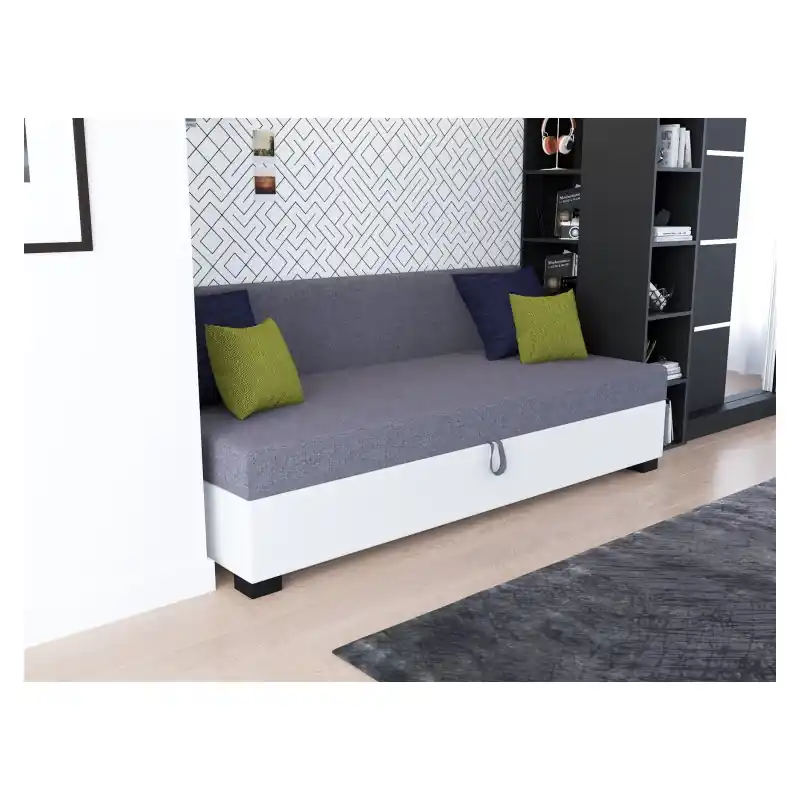 Jednolůžková postel 120x195 BETY 2 s polštáři - šedá / bílá Akce