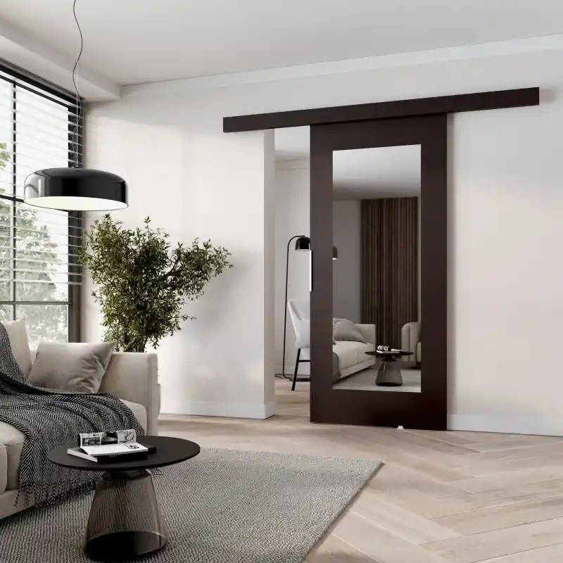 Cenově Výhodný Posuvné dveře se zrcadlem BARRET 9 - 96 cm, wenge
