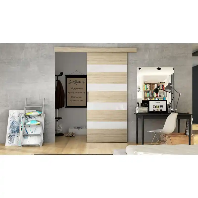 Víkendová Akce Posuvné dveře SKULEN 5 - 90 cm, dub sonoma / bílé sklo