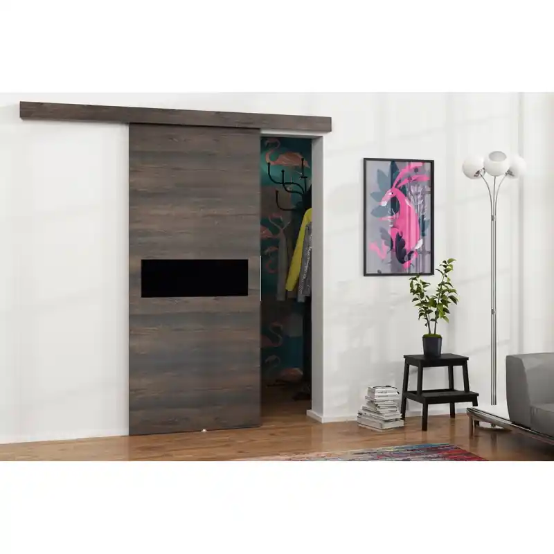 Posuvné interiérové dveře VIGRA 6 - 90 cm, černé / jasan tmavý Akční Nabídka