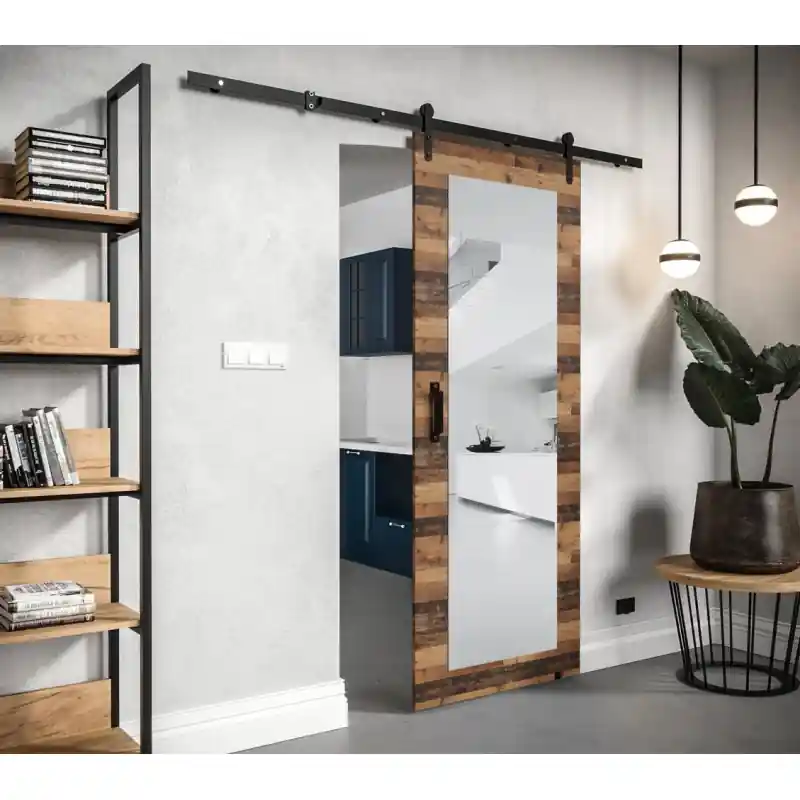 Nová Kolekce Posuvné dveře s kováním a zrcadlem LEONTINA 2 - 90 cm, old style