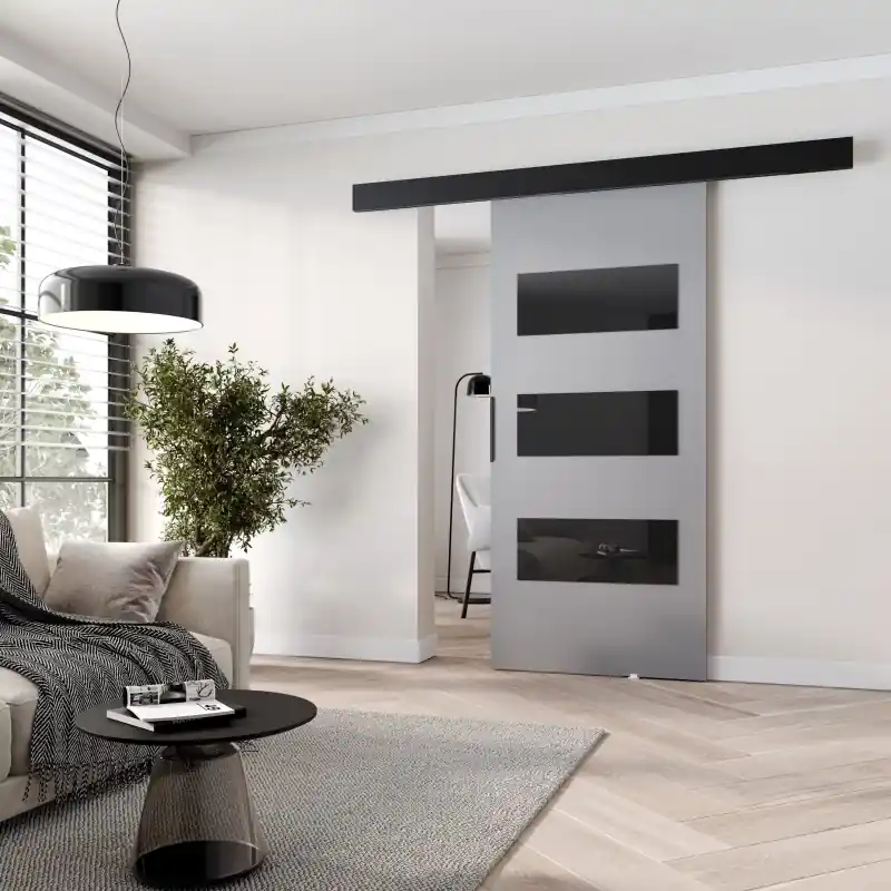 Interiérové dveře na stěnu BARRET 15 - 106 cm, šedé / černé Horká Nabídka