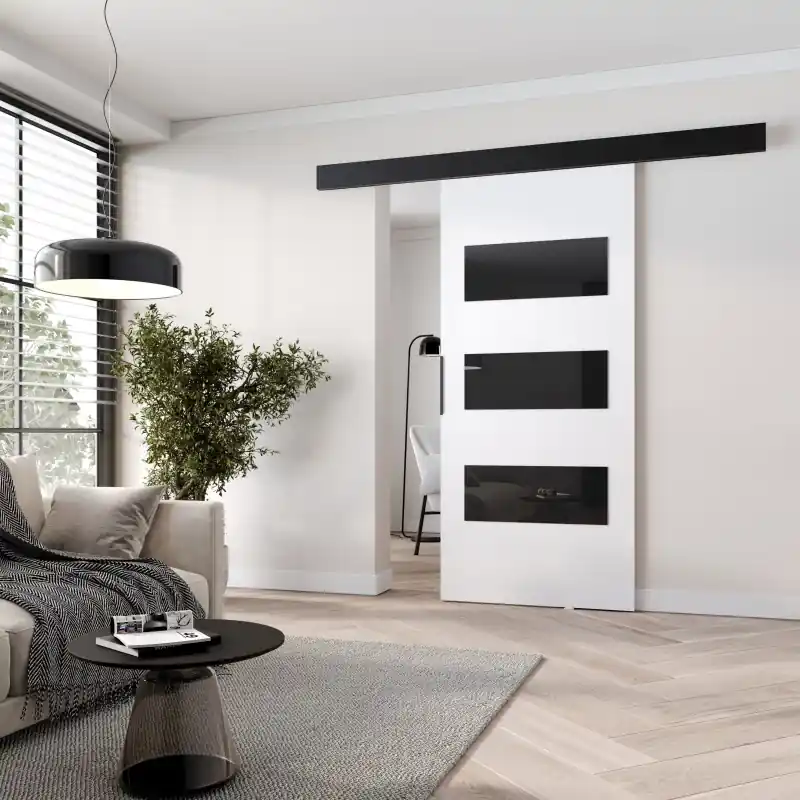 Zlevněný Interiérové dveře na stěnu BARRET 15 - 96 cm, bílé / černé