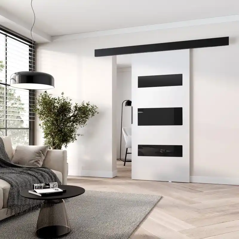 Dokud Zásoby Vydrží Posuvné interiérové dveře BARRET 14 - 86 cm, bílé / černé