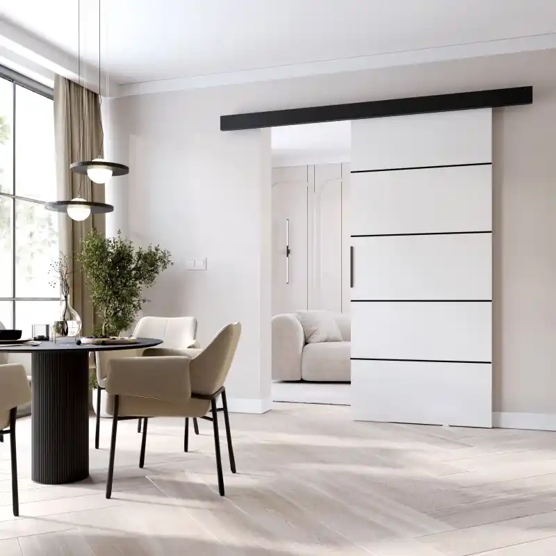 Značkový Interiérové dveře na stěnu BARRET 20 - 76 cm, bílé / černé