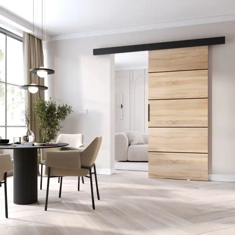 Interiérové dveře na stěnu BARRET 20 - 86 cm, dub sonoma / černé Akční Nabídka