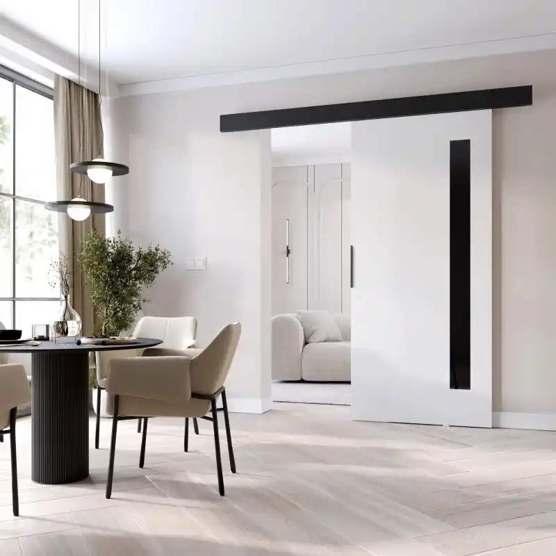 Autentický Interiérové dveře na stěnu BARRET 17 - 106 cm, bílé / černé